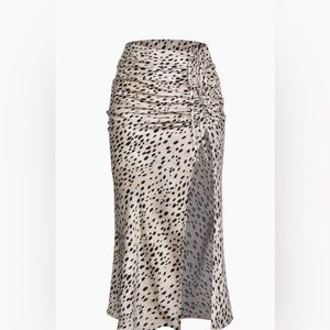 Leopard Drawstring Slit Skirt